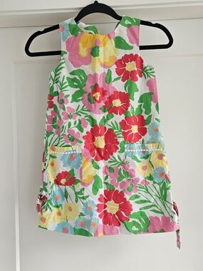 Lilly Pulitzer Girls Floral Pocket Shift Dress - Bright Pink Green Yellow Sz 7